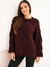 A sweater women's with a loose cut without fastening burgundy