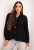 Elegant women's shirt made of viscose with decorative buttons black