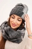 Damen Winterset mit Mohair Mütze und Schal K501 grau