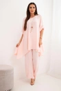 Set of blouse + pants with pendant powder pink