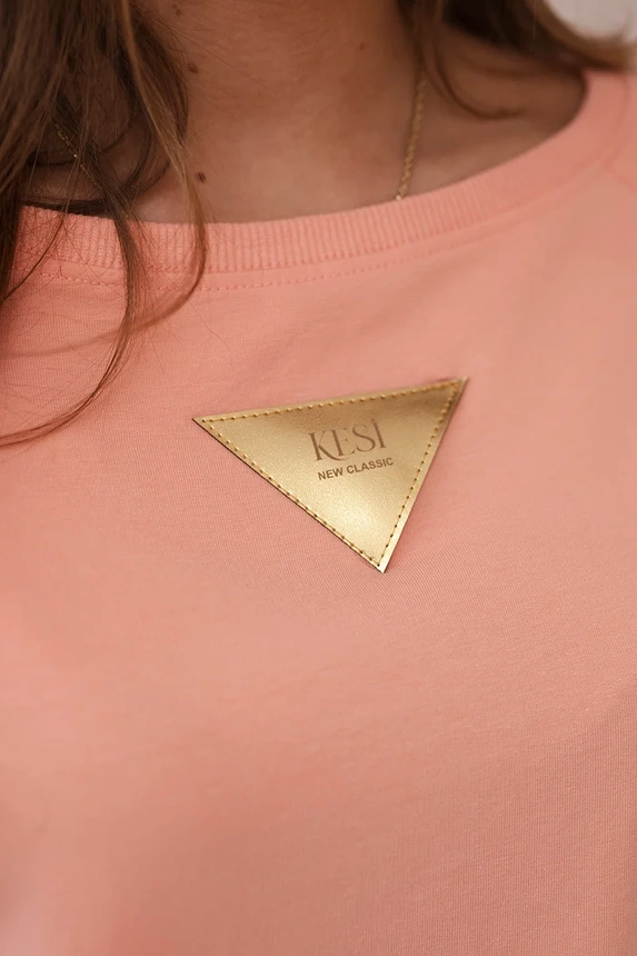 Baumwollbluse mit Schleife Aprikose