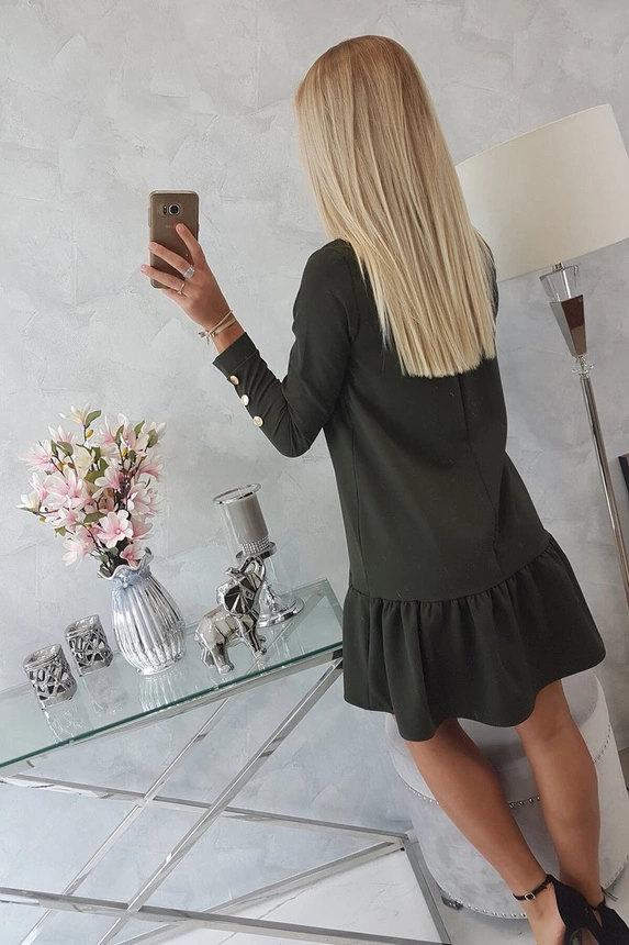 Dress with a flounce khaki