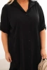 Plus Size women's shirt dress with a longer back and rolled-up sleeves black