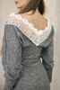Women's dress with 3/4 sleeves and lace on the back khaki
