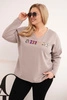 Damen Sweatshirt Plus Size mit Aufdruck und V-Ausschnitt fango