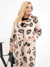 Dámský elegantní kabát Plus Size s klopami leopardí béžový