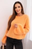 Sweter damski z moheru z bufiastymi rękawami morelowa
