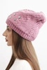 Women's winter wool hat with zirconia and pattern K455 mocha