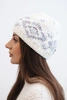 Women's winter hat with Norwegian pattern and thick knit K351 white+dark gray