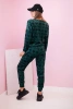 Women's velour set with monogram green + black