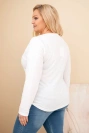 Dámská blůza Plus Size s potiskem a delším zadním dílem bílá