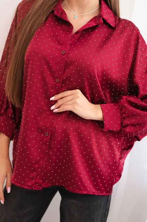Damenbluse elegant aus Viskose mit Knöpfen und Kragen bordeaux