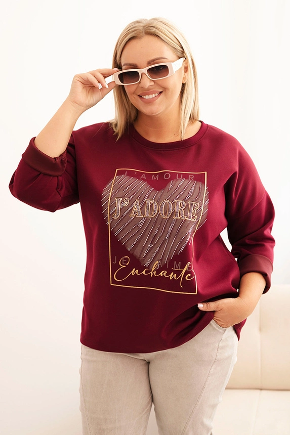 Women's Plus Size washed hoodie with a print graphite