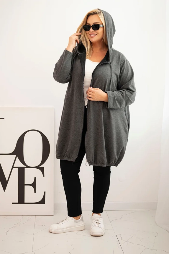 Women's Plus Size cotton hoodie with a zipper graphite