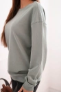 Damenpullover aus Baumwolle basic mit Rundhalsausschnitt dunkel mintgrün