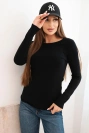 Women's viscose sweater with a round neckline and fitted style black