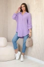 Bavlnená mušelínová košeľa oversize fialka