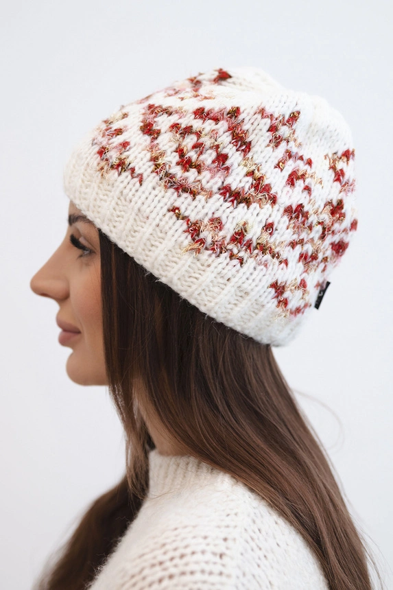 Women's wool winter hat with decorative crystals K399 black