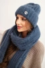 Women's set hat and long scarf made of soft yarn denim