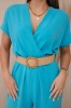 Overalls with a decorative belt at the waist turquoise