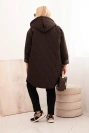 Plus Size women's quilted jacket with a hood and the inscription HOPE brown