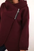 Women's insulated hoodie with an asymmetrical zipper burgundy