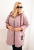 Plus Size women's quilted jacket with a hood and the inscription HOPE dark pink