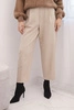 Damenhose mit hohem Bund und Falten beige