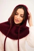 Women's hooded cap with ties and braid weave burgundy