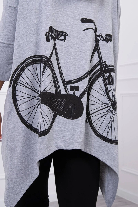 Mikina s potlačou na bicykli Šedá