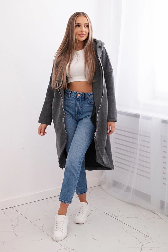 Isoliertes langes Sweatshirt in Graphit-Melange