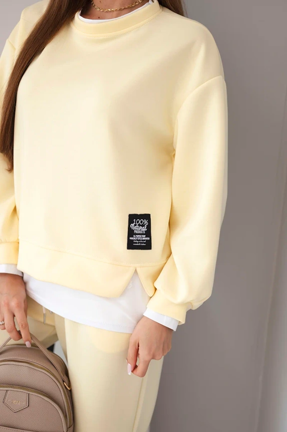 Women's set with a loose sweatshirt and sweatpants yellow