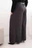 Dámské kalhoty Plus Size s širokou nohavicí a páskem grafitové