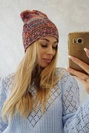 Čapica s fleece Klaudia K255 oranžová+červená
