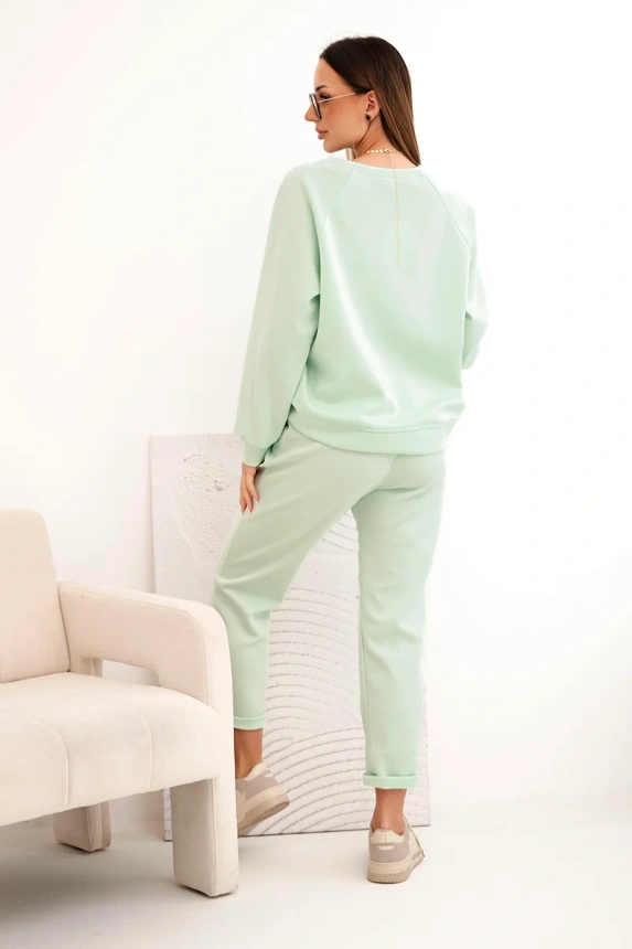Women's set made of viscose with a sweatshirt and pants mint