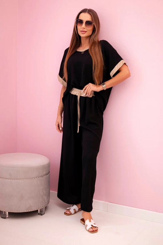 Viscose set with golden trim black