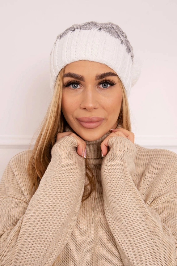 Čapica s fleece Milano K203 šedá melanž+ecru
