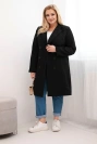 Dámsky kabát Plus Size dvojradový s golierom čierny