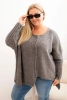 Damenpullover Plus Size aus Acryl mit lockerem Schnitt und 3/4-Ärmeln grau