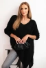 Svetr dámský vlněný asymetrický Plus Size s výstřihem do V černý