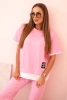 Women's butter set with short sleeves and pants light pink 