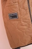Women's quilted Plus Size vest with a hood, zippered camel