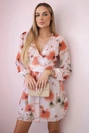 Airy dress with a floral motif powdered pink