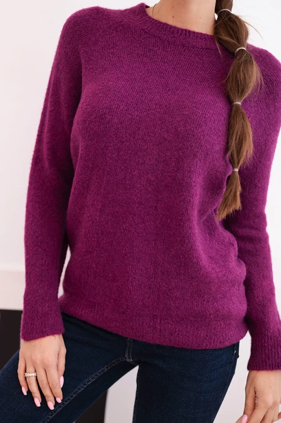 Women's sweater made of baby alpaca with long sleeves dark purple