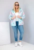Women's spring quilted Plus Size jacket with a hood and floral pattern mint