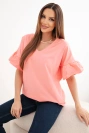 Women's cotton V-neck blouse pink