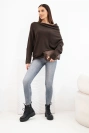 Damenpullover aus Viskose asymmetrisch in Fledermausform braun