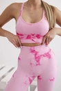 Fitness set top+ legíny push up růžová + fuchsiová