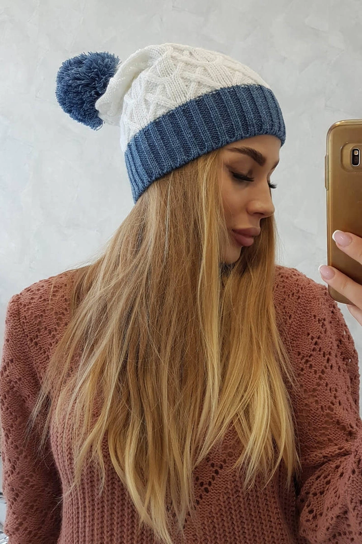 Bibiana Fleece-Mütze K264 denim+weiß
