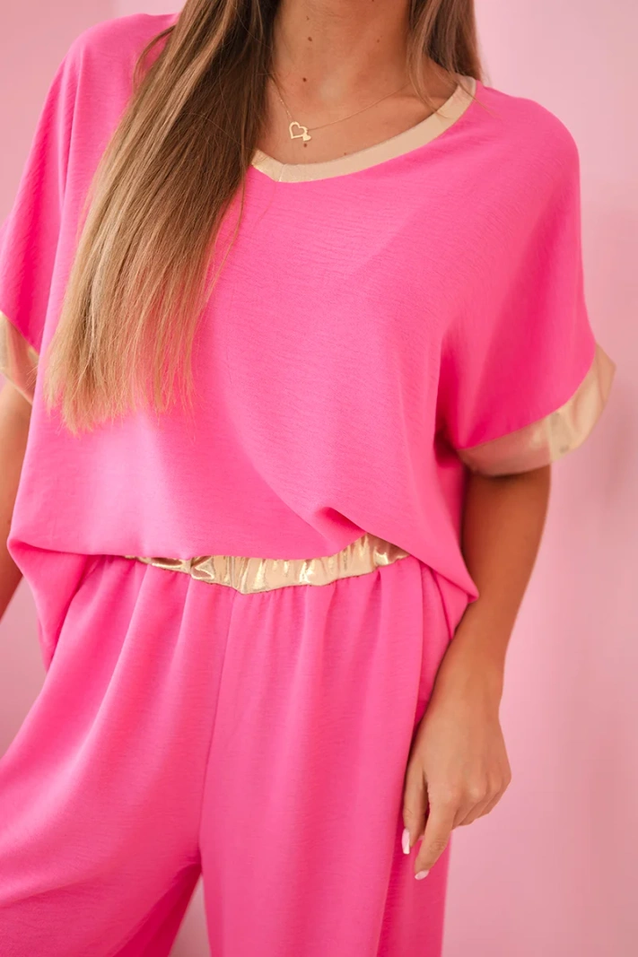 Viskose-Set mit goldener Einfassung rosa